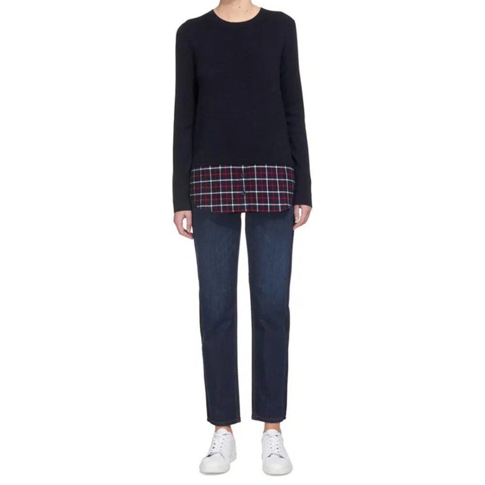 Whistles Check Hem Knit Sweater